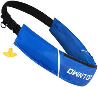Owntop Automatic Inflatable Swim Jackets, Manual Inflate Belt Pack Adults with CO2 Cylinder, Low Profile for Kayaking, Fishing, Paddle Sports (Blue)