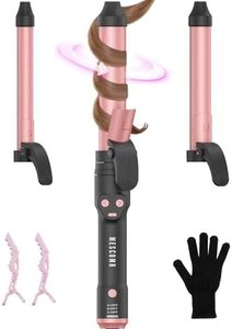 3 in 1 Rotating Curling Iron - Automatic Curling Iron Dual Voltage with 3 Interchangeable Barrels 0.75" 1" 1.25", Fast Heat & Adjustable Temps for All Hair Types, Effortless Long Lasting Beach Waves