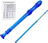 8 Hole Soprano Descant Recorder German Style Music Recorder Kids Music Flute with Cleaning Rod and Case Bag Soprano Recorder Instrument for School Student Home Entertainment (Blue)