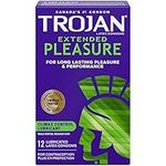 TROJAN Extended Pleasure Latex Condoms with Climax Control Lubricant, 12 Count