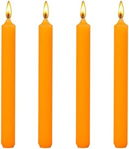 Wrcevtor 8 inch Taper Candles Set of 4 |7.5 hrs Clean Burning Unscented, for Wedding, Parties,Home Decor and Special Occasions,Long Candle Sticks, Spiral Candle Christmas Candles(8 INCH, Orange)