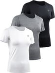 NELEUS Women's 3 Pack Compression Workout Athletic Shirt, 8017 Black/Grey/White, L