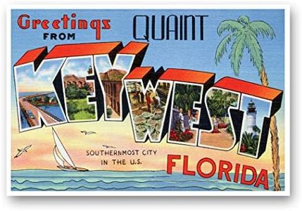 GREETINGS FROM KEY WEST, FL vintage reprint postcard set of 20 identical postcards. Large Letter Key West, Florida city name post card pack (ca. 1930's-1940's). Made in USA.