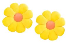 AVS Flower Pillow Sunflower Shaped Throw Pillow Sofa Cushions Set of 2 | Sofa Pillow, Back Cushion, Cushions for Sofa, Cushion Pillow for Car, Sofa Pillow, Cushions for Bed (35 Cm) (Yellow)