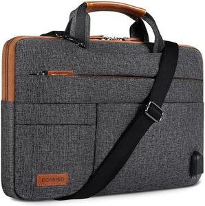 DOMISO 13 Inch Multi-Functional Laptop Sleeve Business Briefcase Messenger Bag with USB Charging Port for 12"-13" Laptops / 13" MacBook Pro / 12.9" iPad Pro/ASUS/Acer/Lenovo/HP, Dark Grey