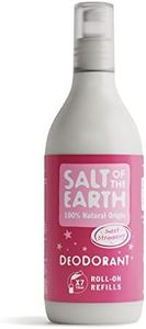 Natural Roll-On Deodorant Refill by Salt of the Earth, Sweet Strawberry - Vegan, Long Lasting Protection, Leaping Bunny Approved, Made in the UK - 525 ml