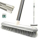 IZSOHHOME Push Broom,Tub Floor Tile Broom Brush,Stiff Bristles Sweeper for Cleaning Bathroom, Patio, Kitchen,Wall and Deck,Indoor Outdoor Cleaning Brush,Adjustable Stainless Steel Long Handle-46.5"