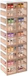 BINSIO Shoe Storage Cabinet with Doors, One Piece Portable Rack Organizer, Easy Assemble, Plastic Clear Box, Foldable Cubby Storage for Closet, Entryway, Bedroom, 10 Tiers