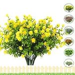 Artificial Flowers Outdoor 12 Bundles uv Resistant Fake Flowers,Plastic Faux Flowers Greenery Shrubs Plants for Decoration Indoor Outdoor Window Box Hanging Planter Home Porch Decor (Yellow)