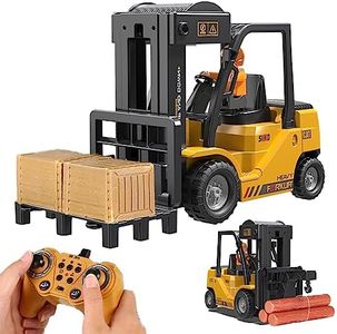 Mscredse Remote Control Forklift Cranes 6 Channel 2 Mode RC Forklift Truck with Spray Sound and Lights Construction Toys 2.4Ghz 1:24 Scale Truck Toy for Toddler Kids for 3-7 Boys and Girls