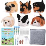 Needle Felting Kit, 61 Pcs Felt Dog Dolls Needle Felting Set with Felting Needles, Wool Roving, Felting Pad, Instruction Manual, Felting Beginner Tools for Felted Animal Needle Felting Supplies