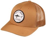 Salty Crew Shark Logo Retro Trucker Hat - Unisex Adjustable Baseball Hat for Adults - Premium Cotton, Camel, One Size