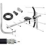 4G Digital Outdoor TV Aerial Antenna Installation Kit, for loft Roof for Smart Freeview HD Digital TV outdoor tv aerial antenna + Male Female Coaxial Connector 10m RG6 Cable Fixing Screws nuts bolts