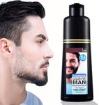 Hair & Beard Dye for Men Black, Long Lasting Beard color for men,Black Mustache & Beard Dye Shampoo,100% Gray Hair Coverage in Minutes 200ml