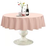 Softalker Round Tablecloth, Waterproof & Stain Resistant Table Cloth Wrinkle Free Fabric Washable 210GSM Polyester Table Cover for Spring/Party/Outdoor - 90 inch,Pink