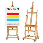 MEEDEN Extra Large Heavy-Duty H-Frame Studio Easel - Solid Beech Wooden Artist Professional Easel, Painting Art Easel Stand with 4 Premium Locking Silent Caster Wheels, Hold Max 82"