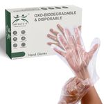 AM SAFE-X delivering the best® Oxo Biodegradable,Pack of 500,100% Compostable, Disposable Hand Gloves,Transparent Cooking Gloves Universal Size, For Gardening, Cleaning & Public Areas