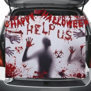 Trunk or Treat Car Kit for SUV, Bloody Halloween Car Decor, Outdoor Garage Door Decorations (Bloody Handprint)