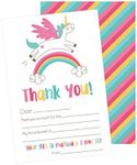 Hadley Designs 25 Unicorn Kids Thank You Cards, Fill In Thank You Notes For Kid, Blank Personalized Thank Yous For Birthday Gifts, Stationery For Children Boys and Girls