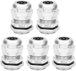 uxcell Cable Gland PG9 Metal Waterproof Cable Glands Joints Adjustable Connector for 4-8mm Dia Cable, Pack Of 5