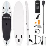 Goplus Inflatable Stand up Paddle Board, Surfboard with Premium SUP Accessories, Adjustable Aluminum Paddle, Leash, Carry Bag, Hand Pump, Removable Fin for All Skill Levels, 6" Thick (White, 10FT)