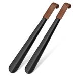 ZOMAKE Shoe Horn Long Handle,Metal Long Shoehorn for Seniors Men Women,16.5" Boot Shoes Horn Chausse Pied(2 Pcs Black)
