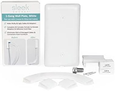 Sleek Socket Internet Coaxial Cable and Ethernet Concealer with Adhesive Cable Management Kit and Female-to-Female Connectors, UL Certified