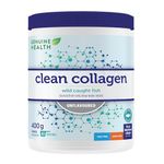 Genuine Health Marine Clean Collagen Powder, 40 servings, 400g tub, 10g collagen per serving, Natural joint, skin, hair, nail support, Unflavoured, Dairy & gluten-Free, Wild-caught, Non-GMO, Keto & paleo-friendly