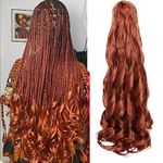 EFFGOCO 8 Packs French Curl Braiding Hair 24 Inch Copper Red Spanish Bouncy Curly Braiding Hair 100g/Pack French Curls Braiding Hair Synthetic Crochet For Box Braids for Women (24 Inch, #350)