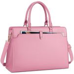 Laptop Bag for Women 15.6 inch Laptop Tote Bag Leather Large Capacity Work Tote Bag Waterproof Business Office Computer Bag Women Travel Handbag Shoulder Bag, Pink