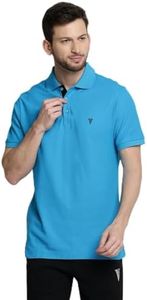 Van Heusen Men Athleisure Colour Fresh Polo T-Shirt - 100% Combed Cotton - Moisture Wicking, Ultra Soft_60032_Methyl Blue_S