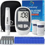 CareLiving MM1100 Blood Glucose Monitor Kit with 100 Test Strips, 100 Lancets, 1 Blood Glucose Meter, 1 Lancing Device, Diabetes Testing Kit, Portable Blood Sugar Test Kit, Glucometer Kit for Home