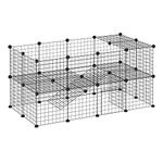 PawHut DIY Pet Playpen Metal Wire Fence Indoor Outdoor Rabbit Small Animals Cage 36 Panel Enclosure Black