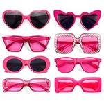 Pibupibu 8 Pack Hot Pink Sunglasses Bulk, Retro Cute Party Favors Sungasses for Women Costume Accessories Eyewear Set