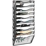 EasyPAG Mesh Wall File Holder Assemble Office Hanging File Organizer Magazine Rack for Papers and Document (Black, 10 Pockets)