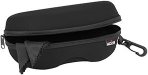 NoCry Storage Safety Glasses Case Black with Velvet Lining, Reinforced Zipper and Handy Belt Clip - Hard Sunglasses Case for Men and Women - Large Glasses Case Hard Shell - Hard Work Glasses Case