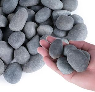 Pulovin 40 lbs River Rocks for Landscaping, 1-2 inch Natural Rocks for Aquarium, Fish Tank, Decorative Garden Stones for Plants, Flower Pots, Vase, Walkways