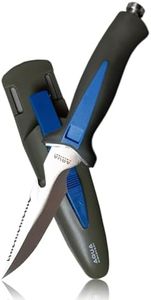 AquaDiscovery Diving Knife with Non-slip Plastic Handle 9.25 Inch for Spearfishing, 304 ss stainless steel diving knife, glass breaker knife, knife with holster and belt