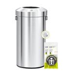 EKO Open Top Trash Can, Brushed Stainless Steel Finish, 90 Liter