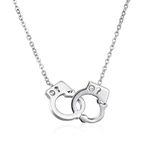 MiiFort Handcuff Pendant Necklaces for Women Sisters Officer Police Mother Wife Birthday Daughters Girlfriend Couple Crystal Clear Cubic Zirconia Silver