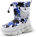 DREAM PAIRS Boys Girls Snow Boots Water Resistant Non-Slip Mid Calf Faux Fur Lining Lightweight Athletic Outdoor Warm Winter Shoes for Little/Big Kids,Size 6 Big Kid,Grey/Blue/Black/White,SDSB2404K