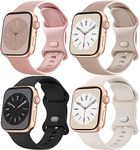 [4 Pack]Silicone Bands for Apple Watch Bands 38mm 40mm 41mm 42mm Women Men, Soft Adjustable Comfortable Replacement Sport Strap Women Men for iWatch Series 10/9/8/7/SE/6/5/4/3/2/1