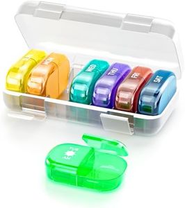 Pill Organizer 2 Times A Day, 7 Day Am Pm Pill Box - Weekly Pill Organizer Twice A Day, Portable Removable Daily Medicine Container Dispenser Case for Vitamin Fish Oil Supplement, BPA-Free (Rainbow)