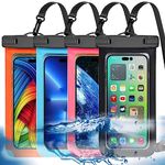 4 Pack Multicolor Universal Waterproof Phone Pouch, Large Phone Waterproof Case Dry Bag (Protection Level: IP68) Outdoor Sports for Apple iPhone,Samsung,and up to 7.5" (Black,Blue,Pink,Orange)