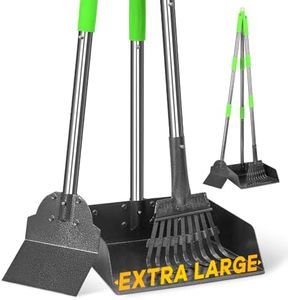 TOOGE Larger Pooper Scooper, Dog Pooper Scooper for Large Medium Small Dogs Heavy Duty Long Handle Metal Tray Rake Shovel Set for Yard Grass