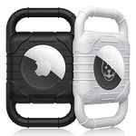 Airtag Dog Collar Holder(2 Pack), Silicone Pet Collar Case for Apple Airtags, Protective Airtag Case for Dog 0.8-1.2inch Collar, Airtag Loop for GPS Dog Tracker (Black/White)