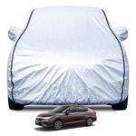 FABTEC Waterproof Car Body Cover for Honda City (2021-2025) with Mirror Pocket, Soft Cotton Lining, Triple Stitched (Heat Resistant Metallic Silver with Black Piping)
