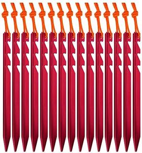 AnyGear 7075 Aluminum Tent Stakes 15 Pack - Ultralight Tri-Beam Tent Pegs with Reflective Rope - Essential Tent Accessories for Camping, Rain Tarps, Hiking, Backpacking