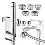 Shower Douche Attachments Aluminium Shower 3 Head Kit - with Faucet Splitter,Hose and hook up Toilet or Wall Mount (Silver)