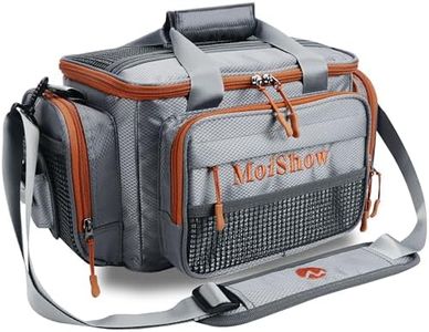 MoiShow Fishing Tackle Box Bag - Fishing Bags for Saltwater or Freshwater (#Grey) Fishing Tackle Bags - Padded Shoulder Strap - Tackle Bag for 3600 Tackle Box